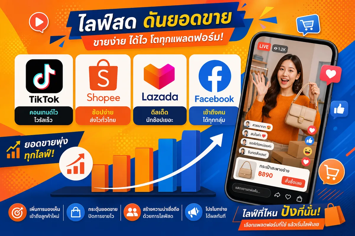 แพลตฟอร์ม Live Commerce ยอดนิยมในไทยปี 2026 เลือกใช้อย่างไรให้ปังจริง