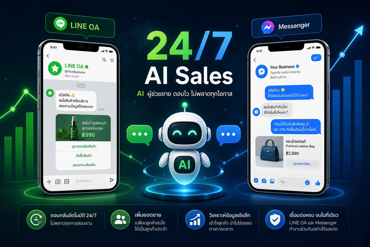 แชตบอต AI ปิดการขายอัตโนมัติบน LINE และ Facebook ที่ธุรกิจไทยต้องรู้ในปี 2569