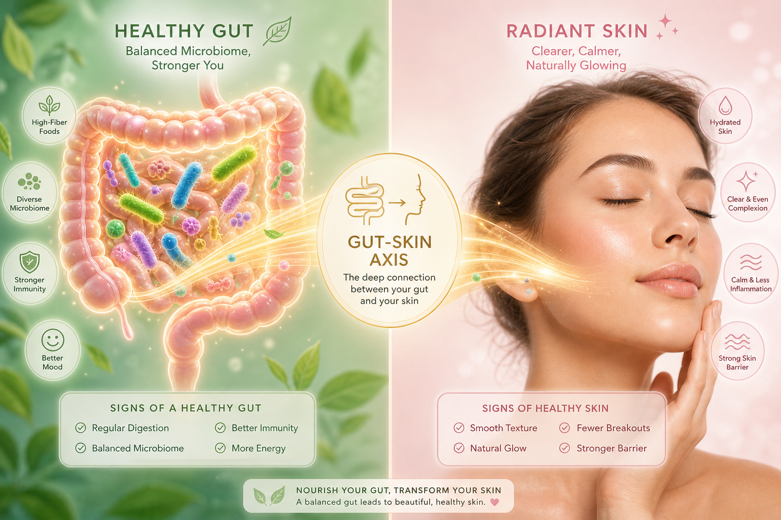 Gut-Skin Axis คืออะไร? เมื่อลำไส้เป็นกุญแจสำคัญของผิวสวยในปี 2569