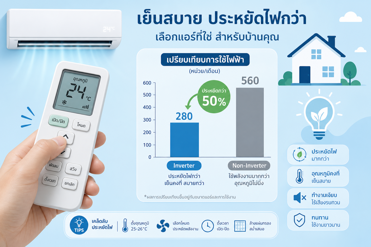 เปิดแอร์ทิ้งไว้ทั้งวันถูกกว่าเปิด-ปิดบ่อย? วิศวกรไฟฟ้าไขความจริงพร้อมตัวเลขค่าไฟจริง