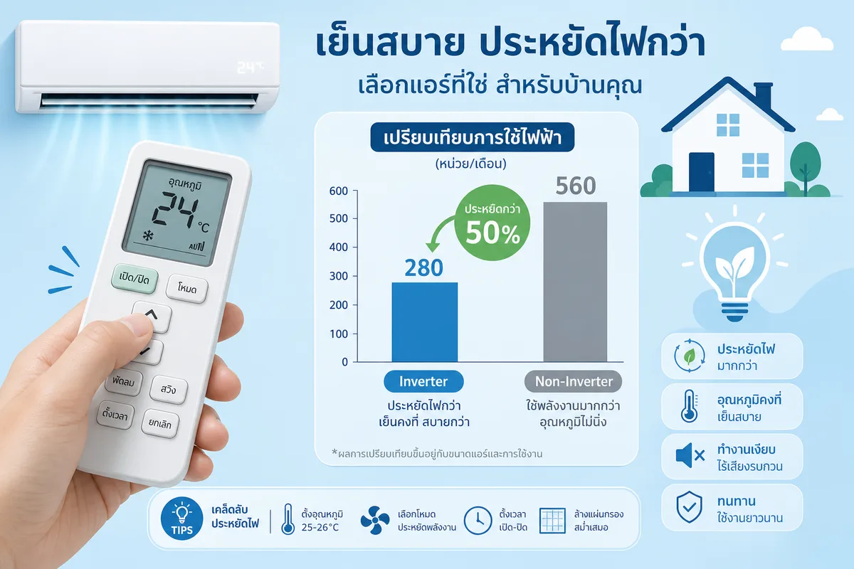 เปิดแอร์ทิ้งไว้ทั้งวันถูกกว่าเปิด-ปิดบ่อย? วิศวกรไฟฟ้าไขความจริงพร้อมตัวเลขค่าไฟจริง