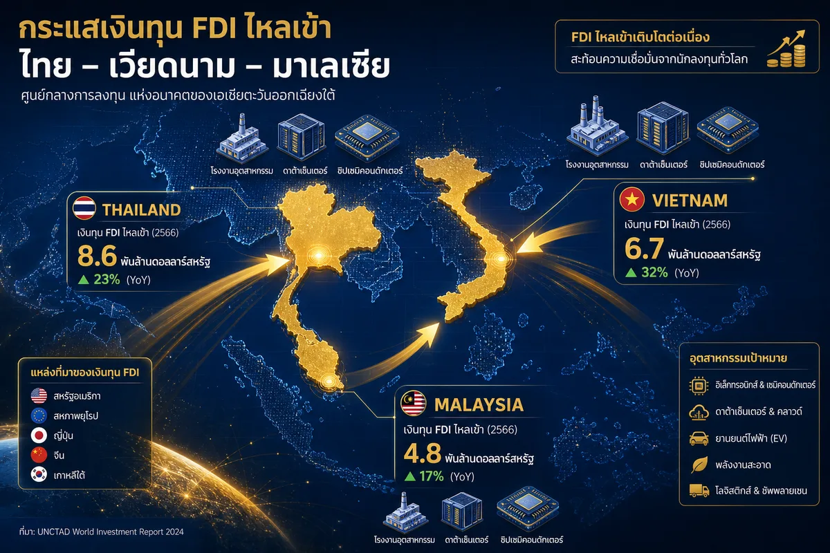 เวียดนาม vs มาเลเซีย: 2 คู่แข่ง FDI ที่ไทยมองข้ามไม่ได้