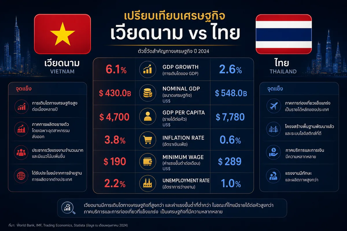 เวียดนาม vs ไทย 2569: เปรียบเทียบค่าครองชีพ เงินเดือน และโอกาสลงทุนที่นักธุรกิจต้องรู้