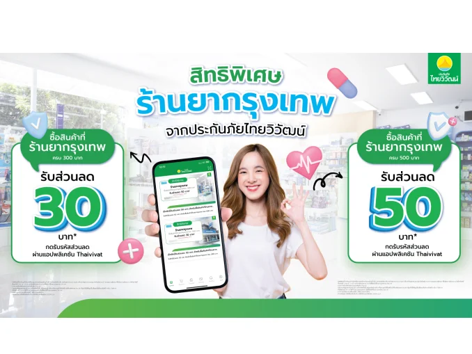 ประกันภัยไทยวิวัฒน์ เดินหน้าขยายพันธมิตรด้านสุขภาพ จับมือ ร้านยากรุงเทพ มอบสิทธิประโยชน์ลูกค้า
