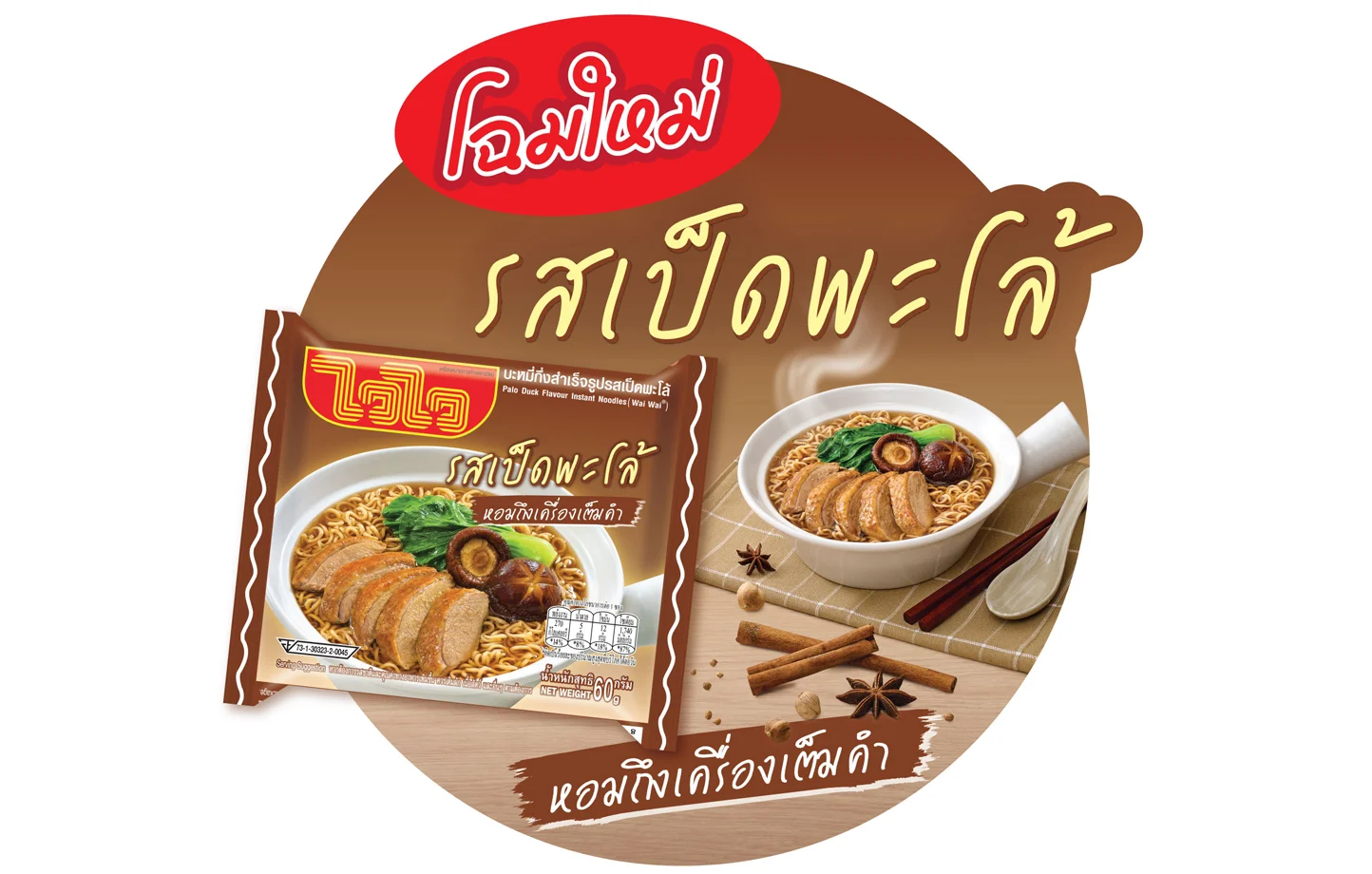 ไวไว เป็ดพะโล้ ซองนอน ใหม่! รสชาติเต็มคำในขนาด 60 กรัม