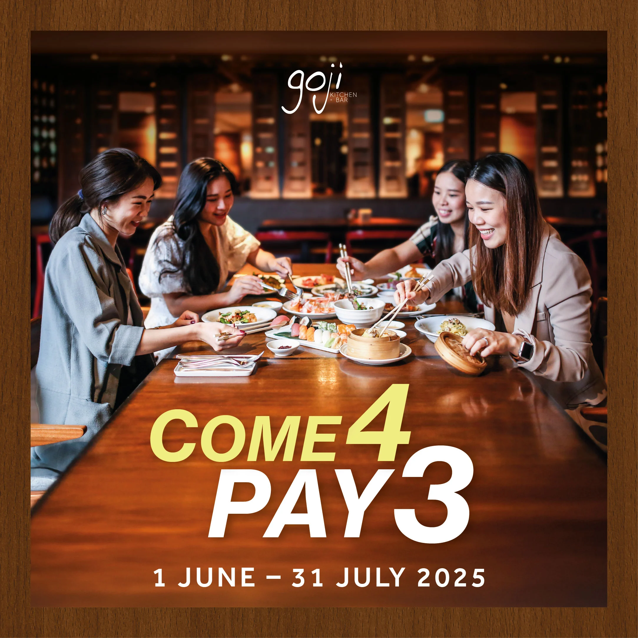 “มา 4 จ่าย 3” อิ่มอร่อยกับมื้อค่ำสุดพิเศษที่ ห้องอาหารโกจิ คิทเช่น บาร์