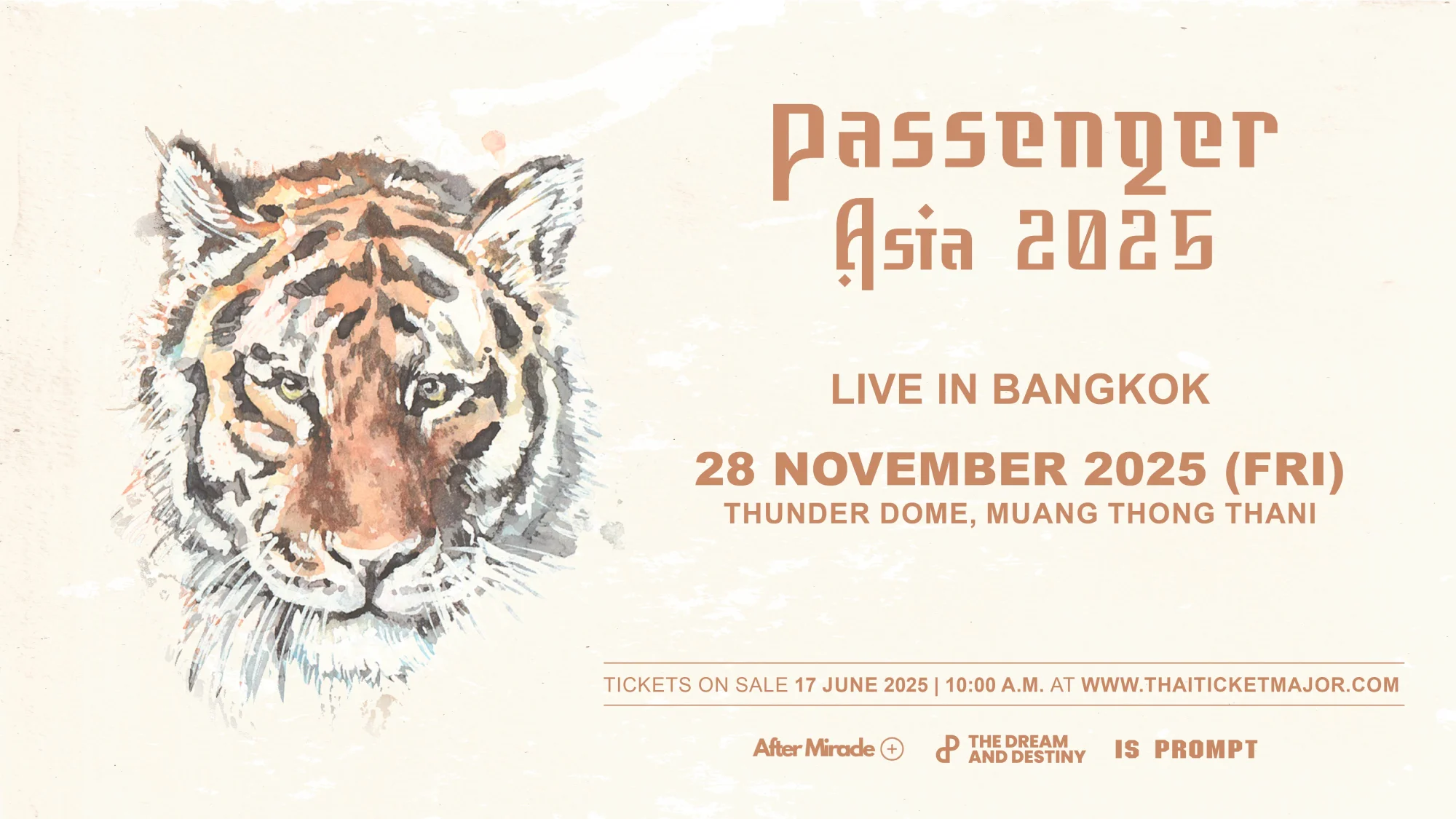 เตรียมตัวให้พร้อม !! ที่จะพบกับ Passenger Asia 2025 Live In Bangkok รอบการแสดง วันที่ 28 พฤศจิกายน ที่ ธันเดอร์โดม เมืองทองธานี