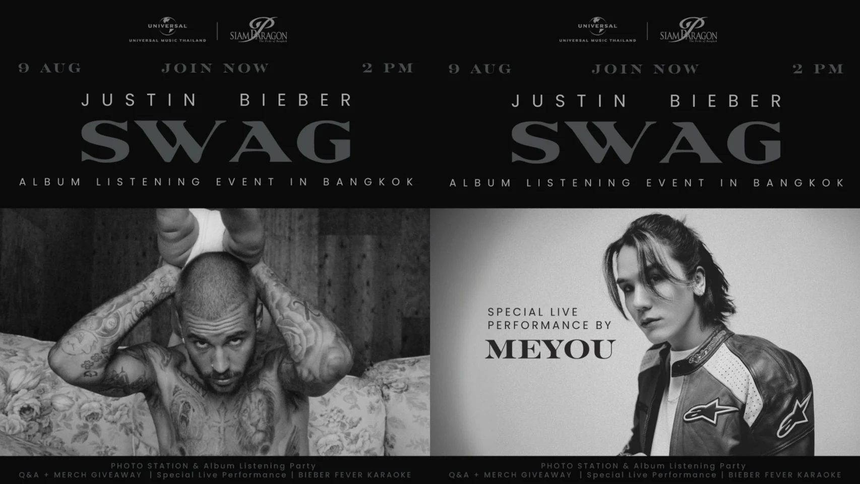 รวมตัว Beliebers ชาวไทยครั้งใหญ่! ร่วมฟังเพลงและสนุกกับกิจกรรมมากมาย พร้อมศิลปินรับเชิญ MEYOU ในงาน Justin Bieber 'SWAG' Album Listening Event In Bangkok