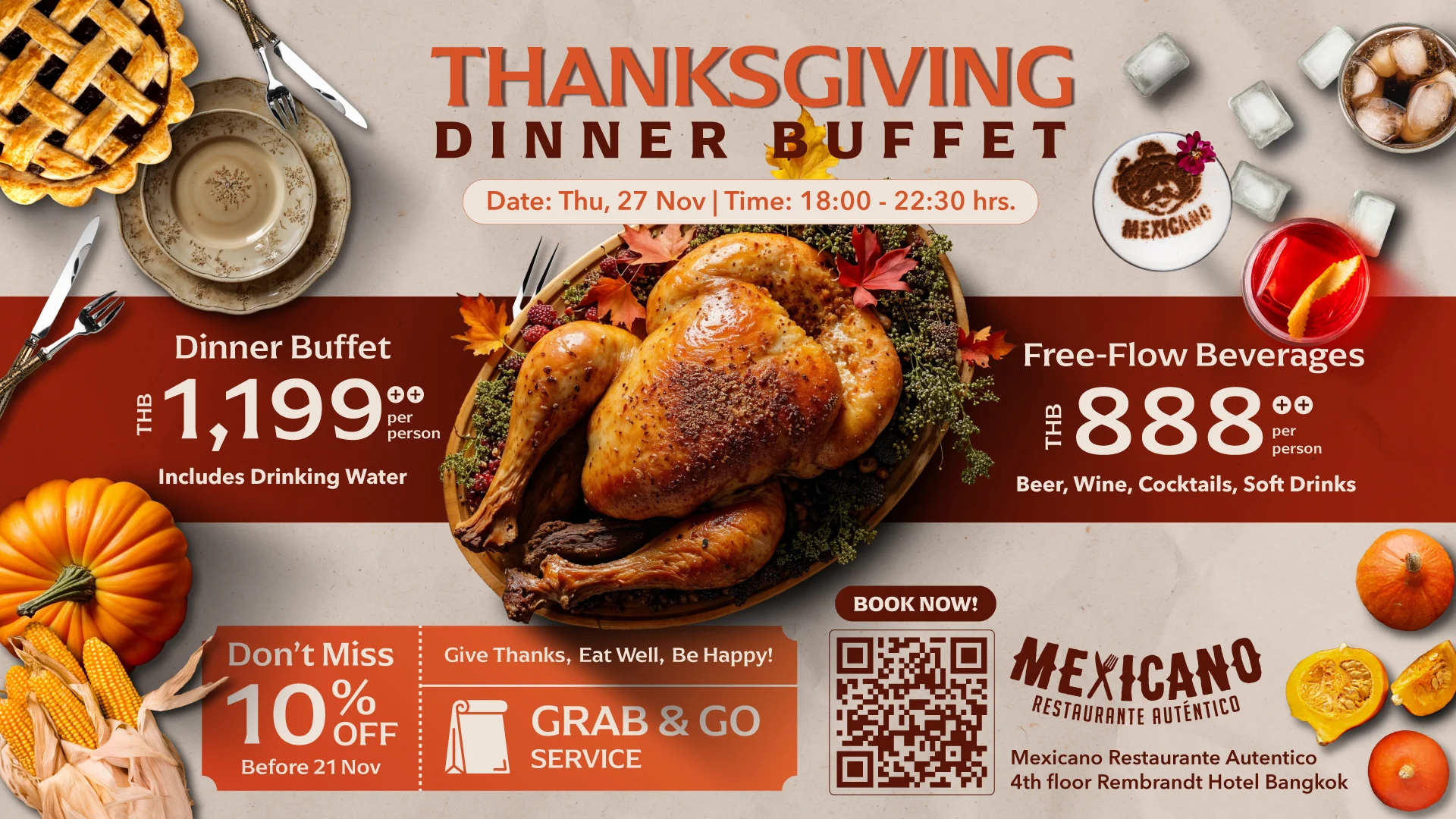 Thanksgiving Buffet Bangkok 2025 | Celebrate at Rembrandt Hotel Bangkok