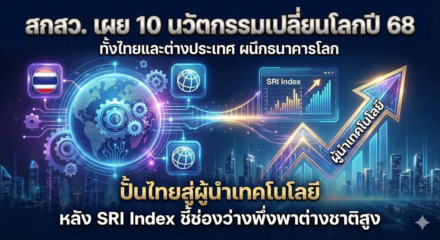 สกสว. เผย "10 นวัตกรรมเปลี่ยนโลกปี 68" ทั้งไทยและต่างประเทศ ผนึกธนาคารโลก ปั้นไทยสู่ผู้นำเทคโนโลยี หลัง SRI Index ชี้ช่องว่างพึ่งพาต่างชาติสูง